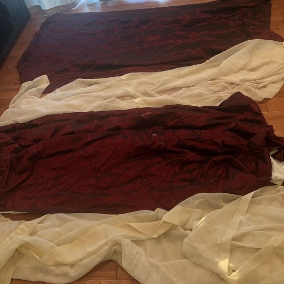 Burgundy and cream curtains